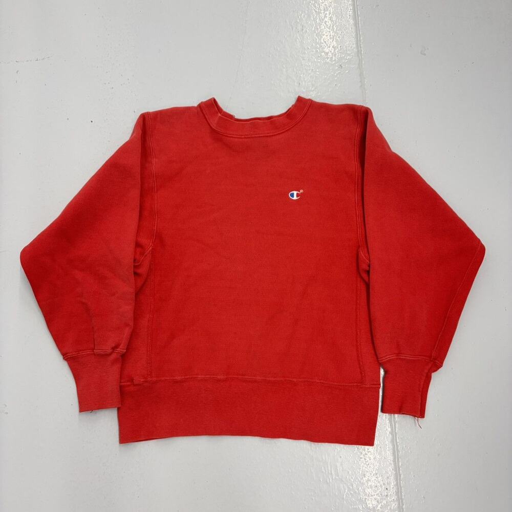 Vintage 80s Champion Red Reverse Weave Warm Up Sweatshirt